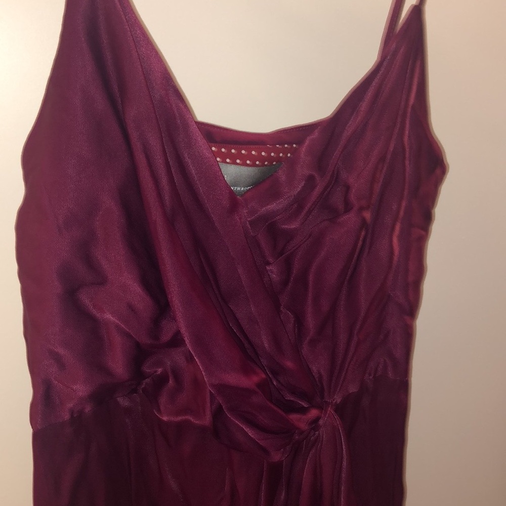 BHLDN Dress Size 6 MIDI Red Merlot/Burgundy color worn once